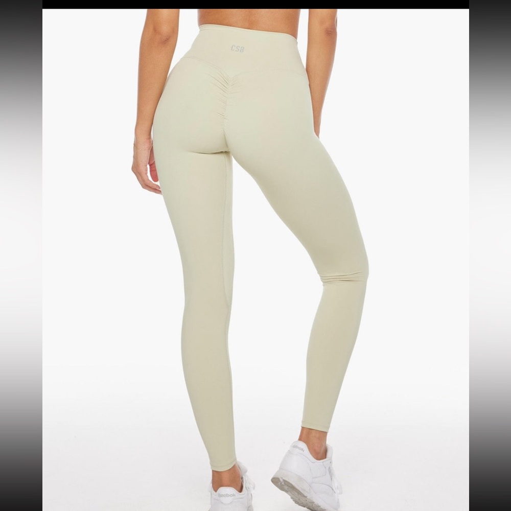 CSB Freedom chai scrunch leggings and bandeau top, both medium